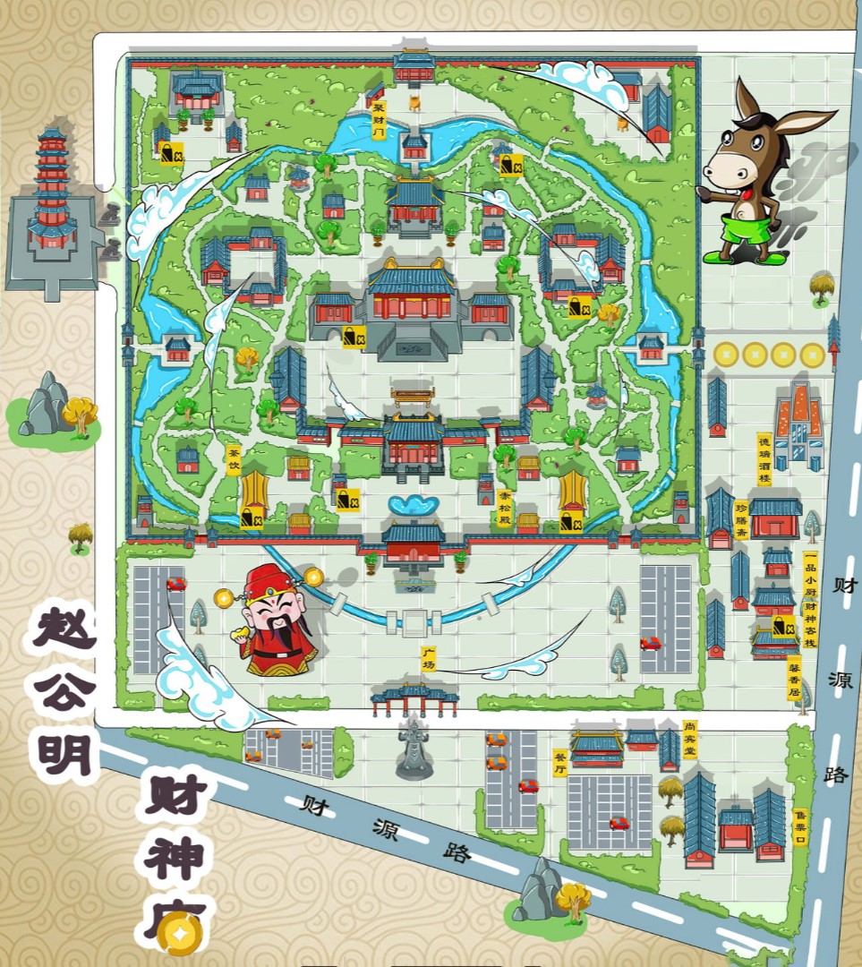 钟山寺庙类手绘地图